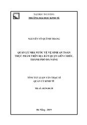 Tóm tắt Luận văn Quản lý Nhà nước về vệ sinh an toàn thực phẩm trên địa bàn quận Liên Chiểu, thành phố Đà Nẵng