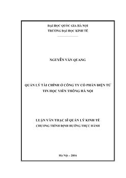 Tóm tắt Luận văn Quản lý tài chính ở công ty Cổ phần Điện tử tin học viễn thông Hà Nội