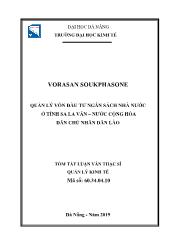 Tóm tắt Luận văn Quản lý vốn đầu tư ngân sách Nhà nước ở tỉnh Sa La Văn – nước Cộng hòa Dân chủ nhân dân Lào