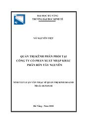 Tóm tắt Luận văn Quản trị kênh phân phối tại công ty Cổ phần xuất nhập khẩu phân bón Tây Nguyên