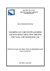 Tóm tắt Luận văn Tạo động lực cho người lao động tại ngân hàng Thương mại Cổ phần công thương Việt Nam – chi nhánh Đắk Lắk