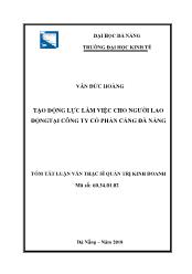 Tóm tắt Luận văn Tạo động lực làm việc cho người lao độngtại công ty Cổ phần cảng Đà Nẵng