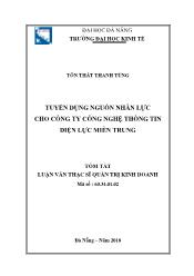 Tóm tắt Luận văn Tuyển dụng nguồn nhân lực cho công ty Công nghệ thông tin điện lực miền Trung