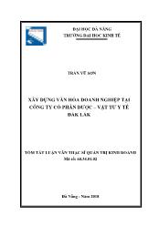 Tóm tắt Luận văn Xây dựng văn hóa doanh nghiệp tại công ty Cổ phần dược – vật tư y tế Đắk Lắk