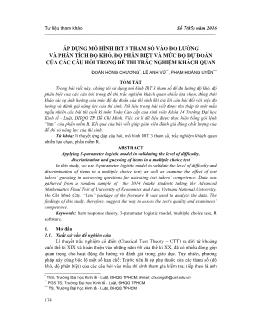 Áp dụng mô hình IRT 3 tham số vào đo lường và phân tích độ khó, độ phân biệt và mức độ dự đoán của các câu hỏi trong đề thi trắc nghiệm khách quan