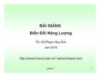 Bài giảng Biến đổi năng lượng điện cơ - Chương 1 - Hồ Phạm Huy Ánh