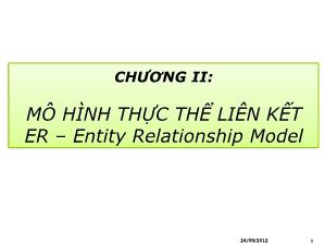Bài giảng Cơ sở dữ liệu - Chương 2: Mô hình thực thể liên kết ER - Entity Relationship Model - Nguyễn Thị Tâm