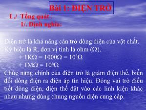 Bài giảng Điện tử căn bản - Bài 1: Điện trở