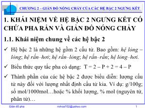 Bài giảng Giản đồ pha - Chương 2: Giản đồ nóng chảy của các hệ bậc 2 ngưng kết - Nguyễn Văn Hòa