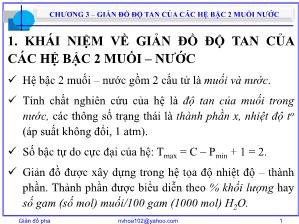 Bài giảng Giản đồ pha - Chương 3: Giản đồ độ tan của các hệ bậc 2 muối nước - Nguyễn Văn Hòa