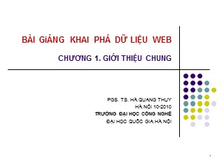 Bài giảng Khai phá dữ liệu Web - Chương 1: Giới thiệu chung - Hà Quang Thụy