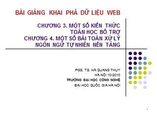 Bài giảng Khai phá dữ liệu Web - Chương 3 + Chương 4 - Hà Quang Thụy