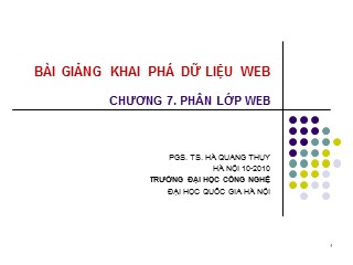 Bài giảng Khai phá dữ liệu Web - Chương 7: Phân lớp Web - Hà Quang Thụy