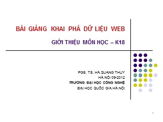 Bài giảng Khai phá dữ liệu Web - Giới thiệu môn học - Hà Quang Thụy
