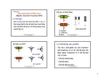 Bài giảng Kỹ thuật điện tử C - Chương 3: Transistor lưỡng cực - Lê Thị Kim Anh