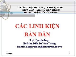 Bài giảng Kỹ thuật điện tử - Chương 2: Các linh kiện bán dẫn - Lại Nguyễn Duy