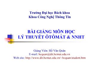 Bài giảng Lý thuyết Ôtômát và NNHT