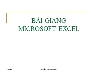 Bài giảng môn học Microsoft Excel