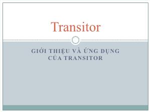 Bài giảng môn Transitor