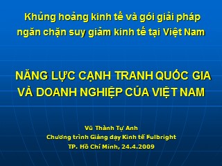 Bài giảng Năng lực cạnh tranh quốc gia và doanh nghiệp của Việt Nam - Vũ Thành Tự Anh
