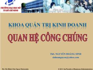 Bài giảng Quản trị công chúng - Nguyễn Hoàng Sinh