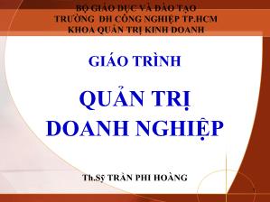 Bài giảng Quản trị doanh nghiệp - Trần Phi Hoàng