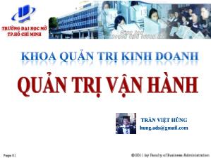 Bài giảng Quản trị vận hành - Trần Việt Hùng