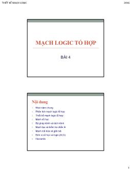 Bài giảng Thiết kế mạch Logic - Chương 4: Mạch Logic tổ hợp