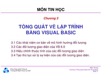 Bài giảng Tin học đại cương - Chương 3: Tổng quát về lập trình bằng Visual Basic
