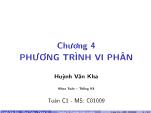 Bài giảng Toán cao cấp 1 - Chương 4: Phương trình vi phân - Huỳnh Văn Kha