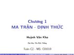 Bài giảng Toán cao cấp 2 - Chương 1: Ma trận - Định thức - Huỳnh Văn Kha