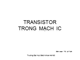 Bài giảng Transistor trong mạch IC