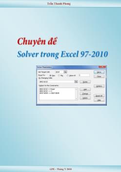 Chuyên đề Solver trong Micrsoft Excel 97-2010 - Trần Thanh Phong