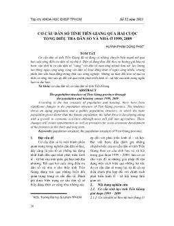 Cơ cấu dân số tỉnh Tiền Giang qua hai cuộc tổng điều tra dân số và nhà ở 1999, 2009