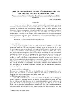 Đánh giá ảnh hưởng của các yếu tố đến định mức tiêu thụ điện sinh hoạt gia đình các vùng nông thôn