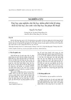 Dạy học qua nghiên cứu bài học nhằm phát triển kĩ năng thiết kế bài học cho sinh viên Đại học Sư phạm Kĩ thuật