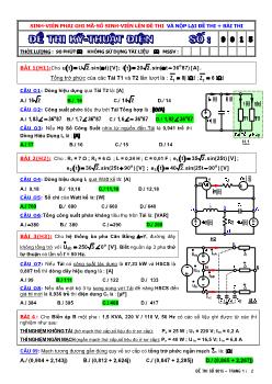 Đề thi Kỹ thuật điện - Mã đề 9015