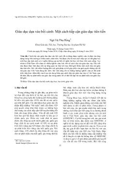 Giáo dục dựa vào bối cảnh: Một cách tiếp cận giáo dục tiên tiến