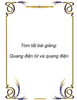 Giáo trình Quang điện tử và quang điện