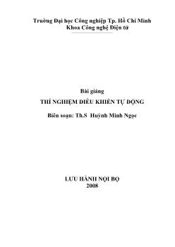 Giáo trình Thí nghiệm điều khiển tự động