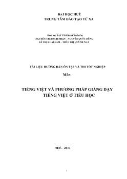 Giáo trình Tiếng Việt và phương pháp giảng dạy tiếng việt ở Tiểu học
