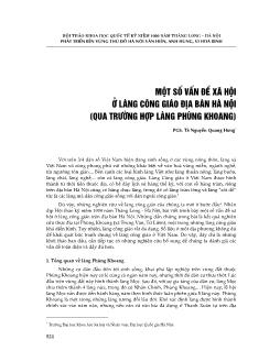 Một số vấn đề xã hội ở làng công giáo địa bàn Hà Nội (Qua trường hợp làng Phùng Khoang)