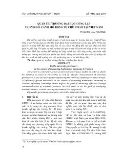 Quản trị trường Đại học Công lập trong bối cảnh mở rộng tự chủ cơ sở tại Việt Nam