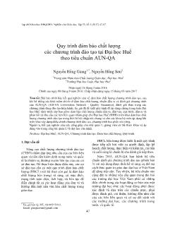 Quy trình đảm bảo chất lượng các chương trình đào tạo tại Đại học Huế theo tiêu chuẩn AUN-QA