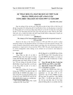 Sự thay đổi của mật độ dân số Việt Nam trong thời gian giữa hai cuộc tổng điều tra dân số năm 1999 và năm 2009