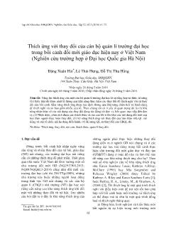 Thích ứng với thay đổi của cán bộ quản lí trường đại học trong bối cảnh đổi mới giáo dục hiện nay ở Việt Nam (Nghiên cứu trường hợp ở Đại học Quốc gia Hà Nội)