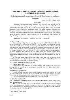 Thiết kế mạch bảo vệ tự động chống mất pha và đảo pha nguồn điện cho động cơ