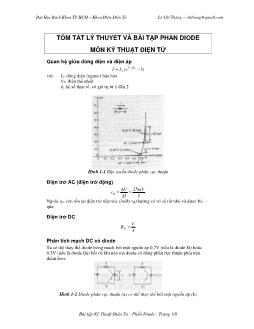 Tóm tắt lý thuyết và bài tập phần Diode môn Kỹ thuật điện tử