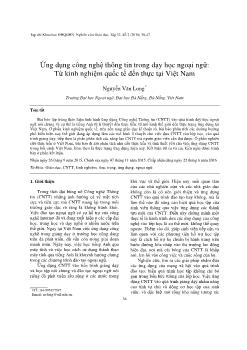 Ứng dụng công nghệ thông tin trong dạy học ngoại ngữ: Từ kinh nghiệm quốc tế đến thực tại Việt Nam