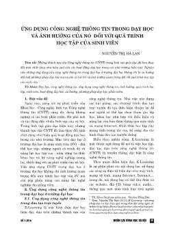 Ứng dụng công nghệ thông tin trong dạy học và ảnh hưởng của nó dối với quá trình học tập của sinh viên